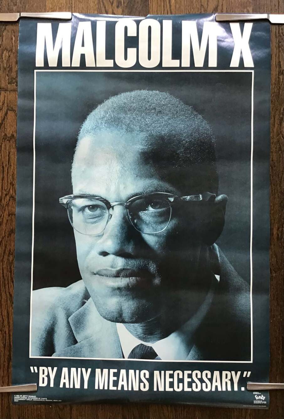 VTG 1992 Malcolm X By Any Means Necessary 22.5” x 34.25” Wall Poster PORTRAIT